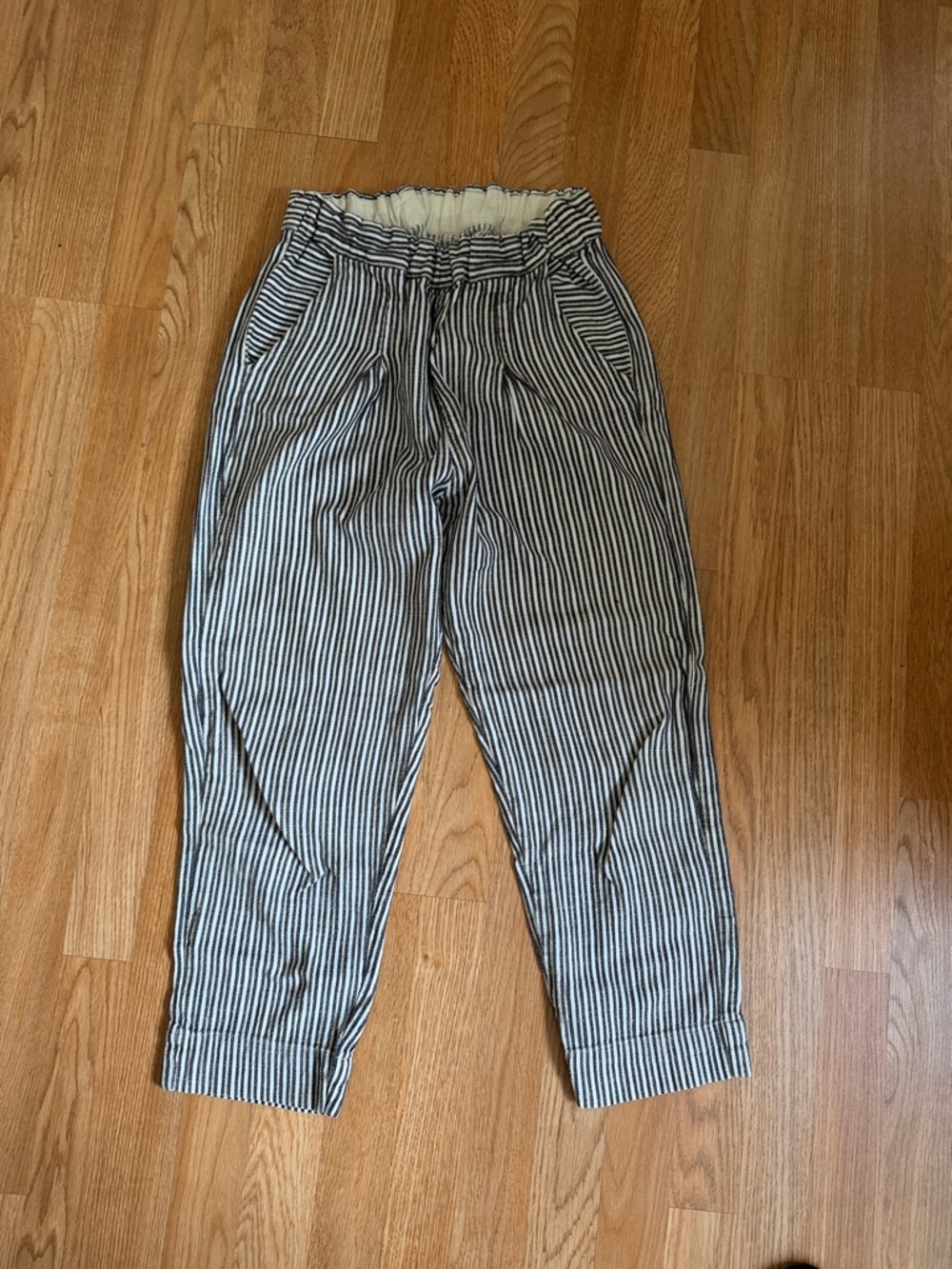 Ace & Jig Black and White Striped Drawstring Tapered Pants
